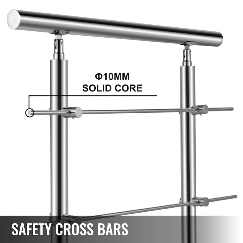 VEVOR Stainless Stair Handrail with 2 Cross Bars Hand Rails for Steps